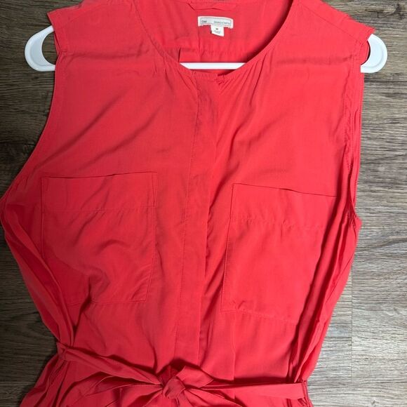 GAP Vibrant Coral Midi Dress with pockets - Picture 5 of 11